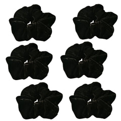 PIDOUDOU front packaging of six black velvet scrunchies showing neat set and brand