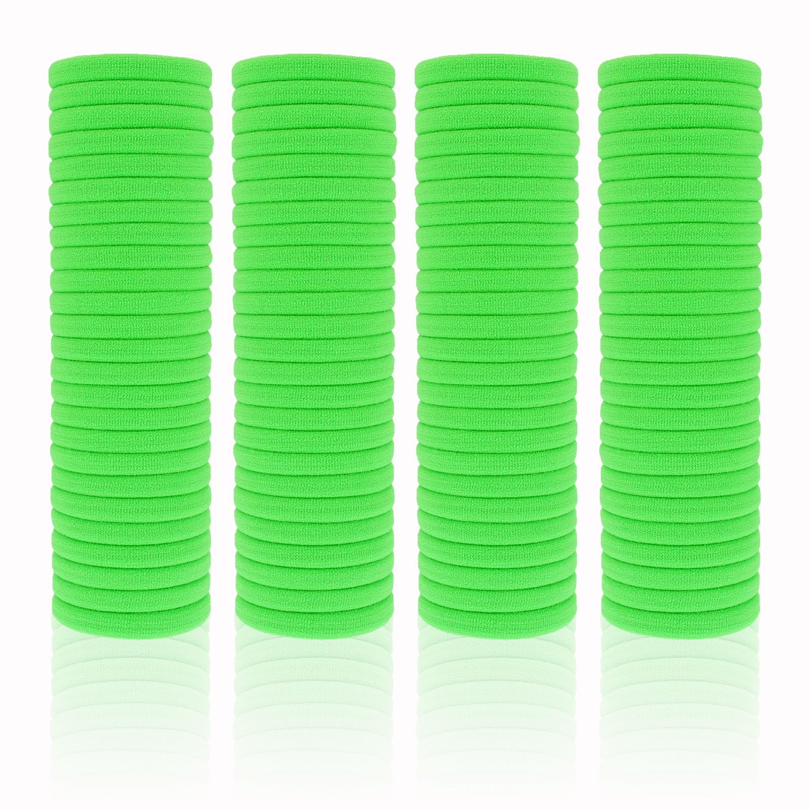 PIDOUDOU front view of 100-pack green hair ties showing value pack