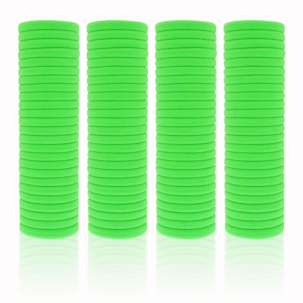 PIDOUDOU front view of 100-pack green hair ties showing value pack
