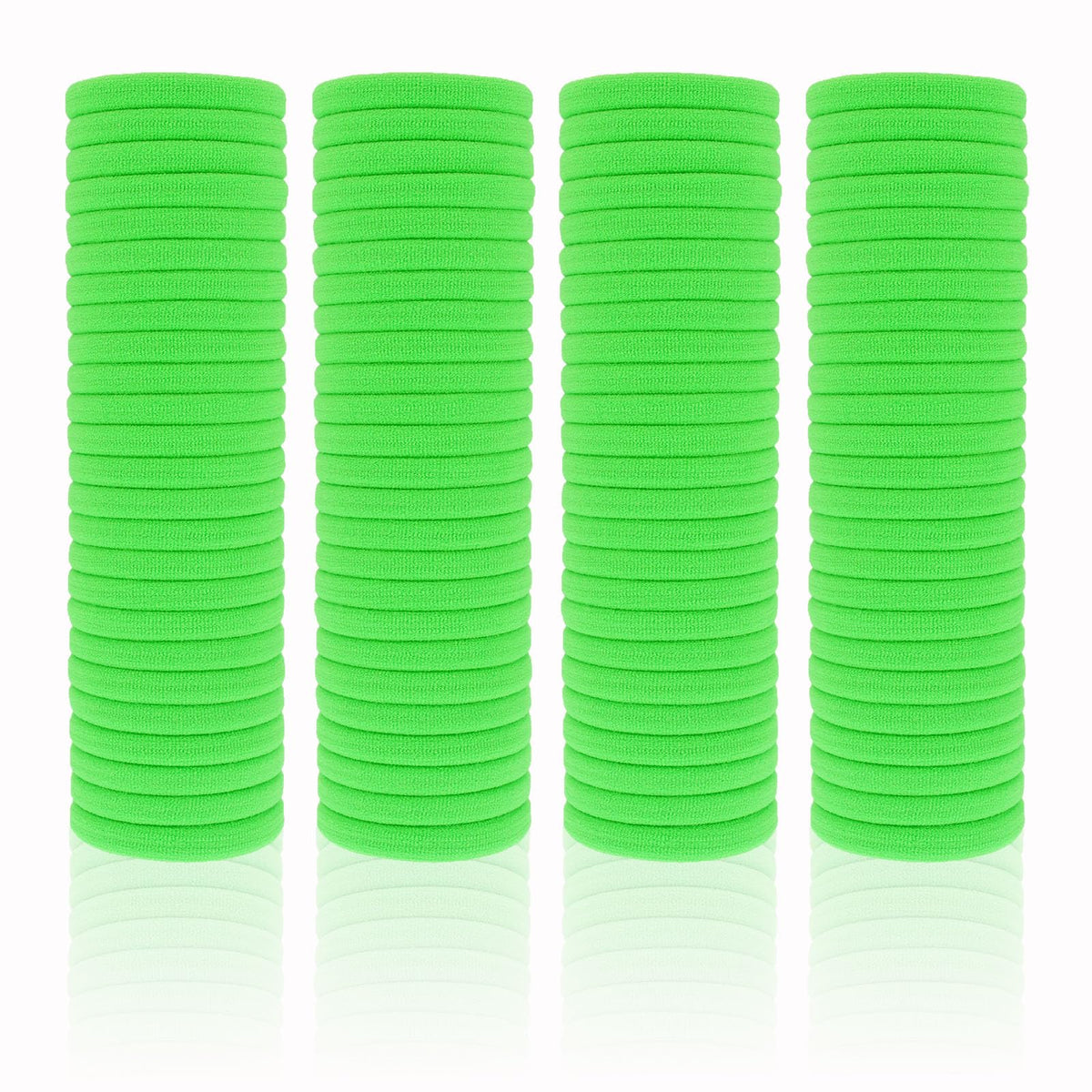 PIDOUDOU front view of 100-pack green hair ties showing value pack