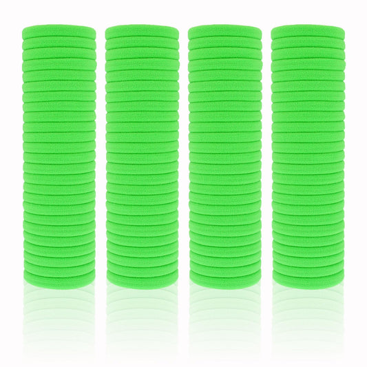 PIDOUDOU front view of 100-pack green hair ties showing value pack