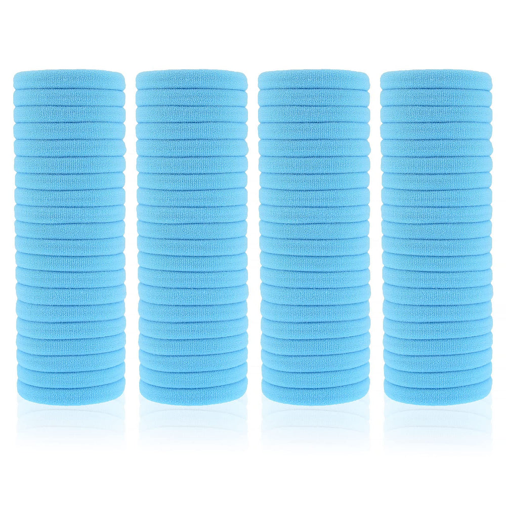 PIDOUDOU front pack of 100 light blue hair ties showing value pack convenience