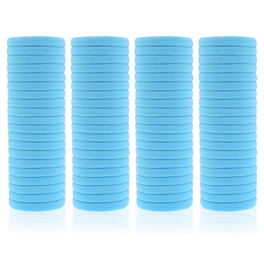 PIDOUDOU front pack of 100 light blue hair ties showing value pack convenience