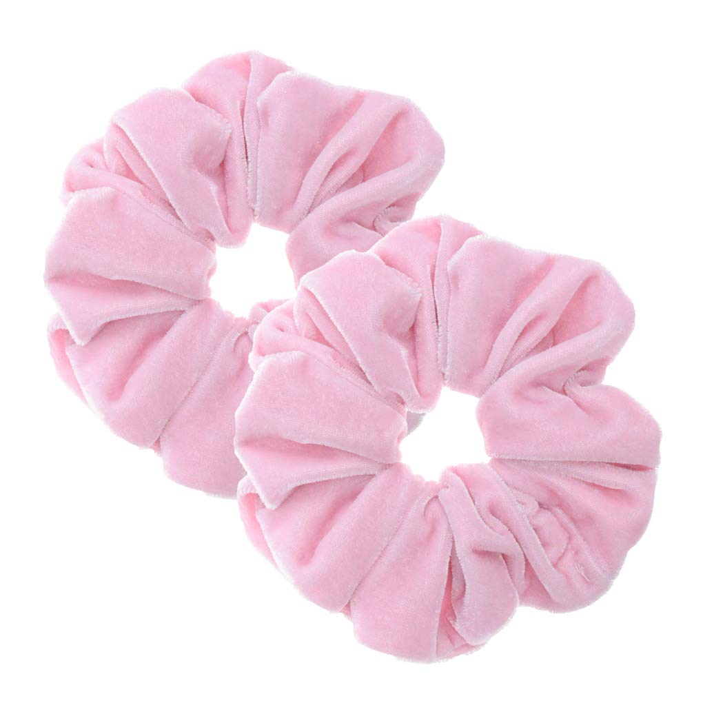 PIDOUDOU front view of two pink scrunchies showing size and soft finish, easy styling