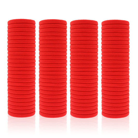 PIDOUDOU front pack of 100 red hair ties showing bulk value and convenience