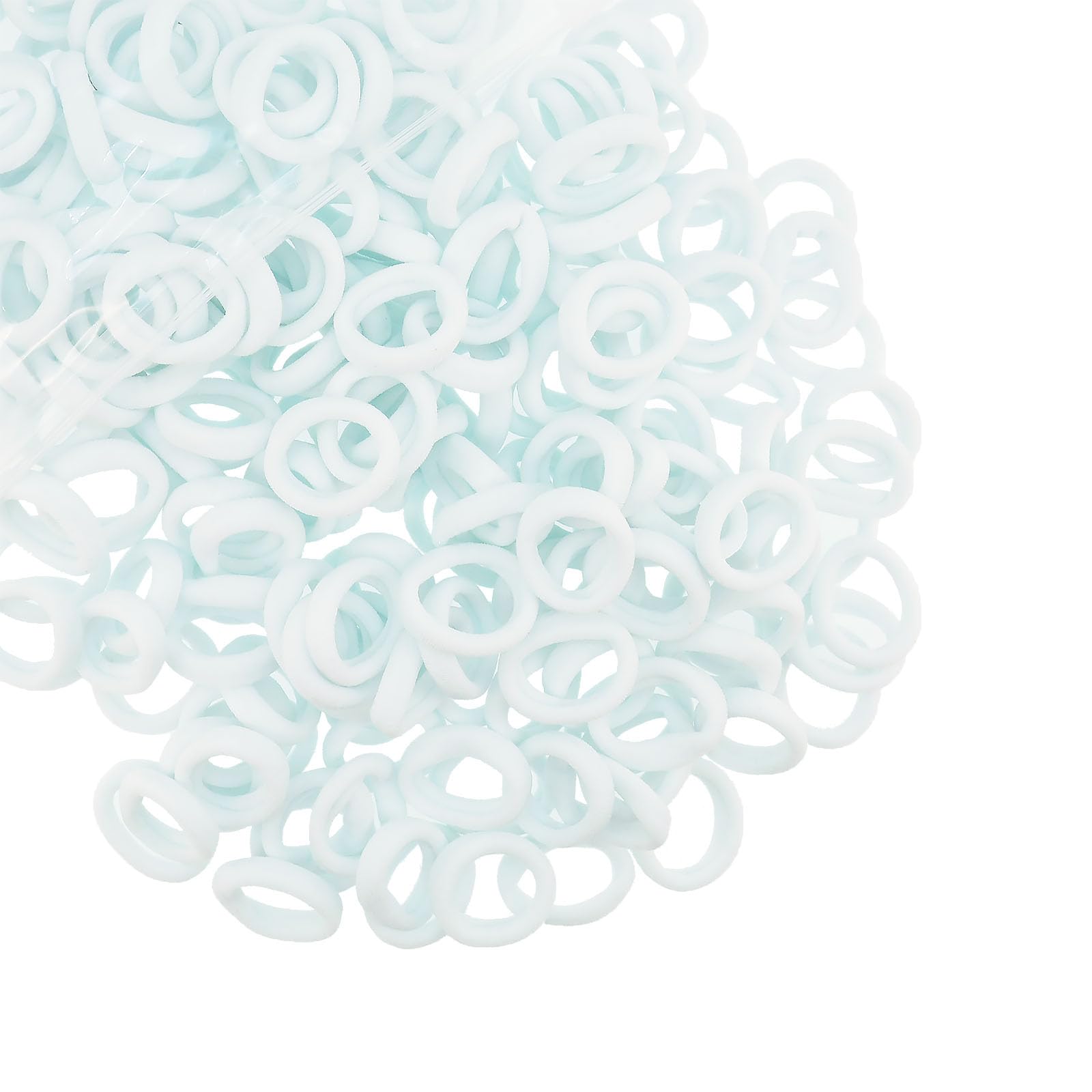 PIDOUDOU front pack of 200 white hair ties showing quantity and clean color benefit