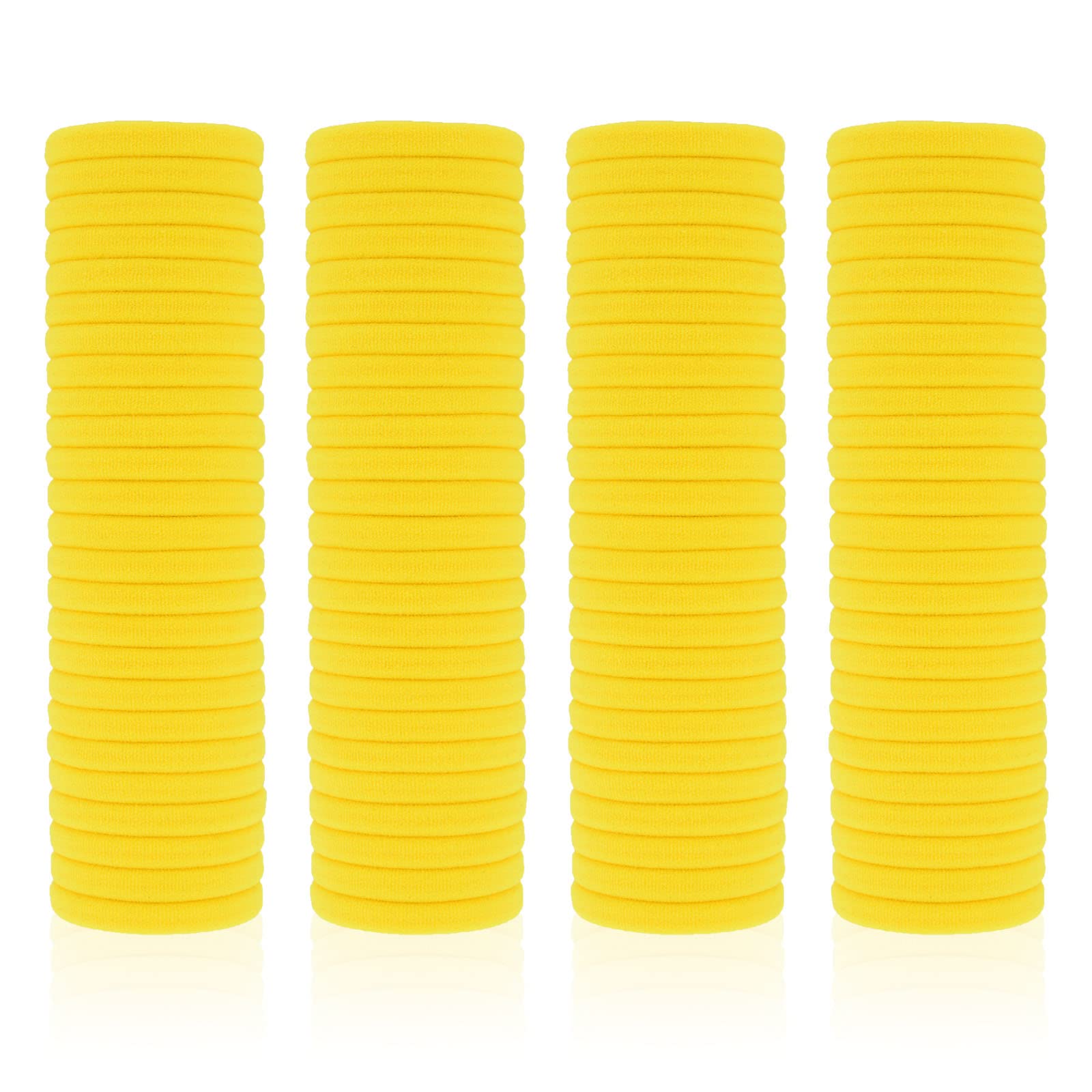 PIDOUDOU front pack of 100 yellow hair ties showing value and color