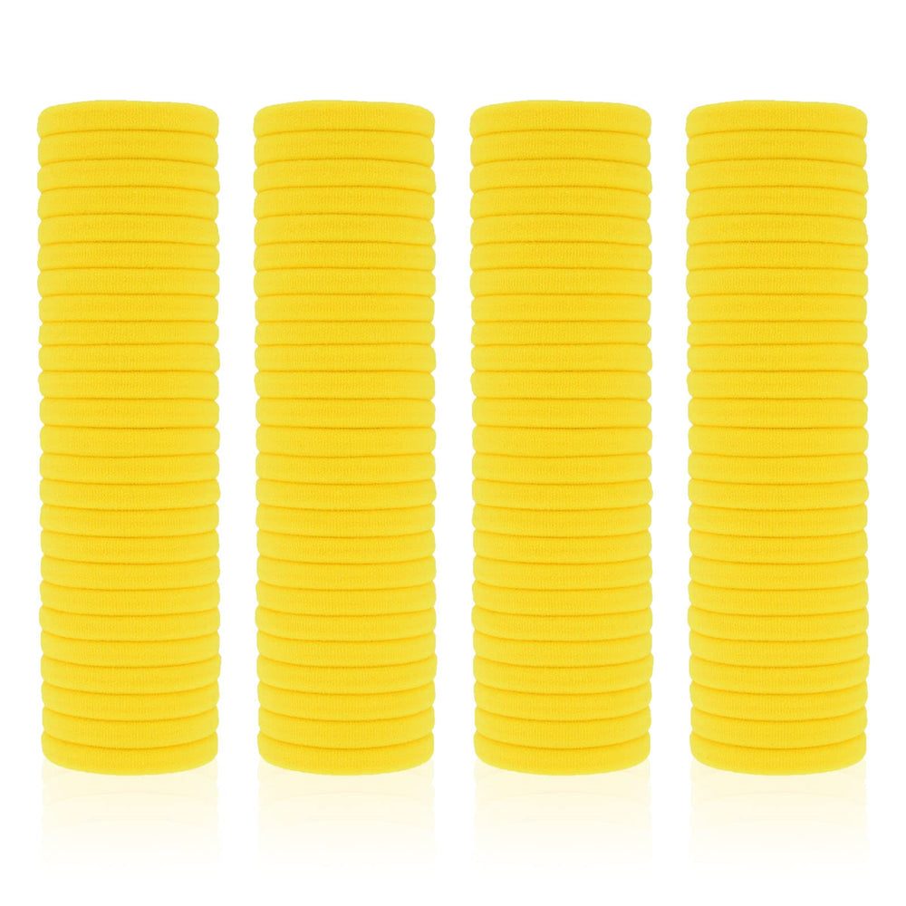 PIDOUDOU front pack of 100 yellow hair ties showing value and color