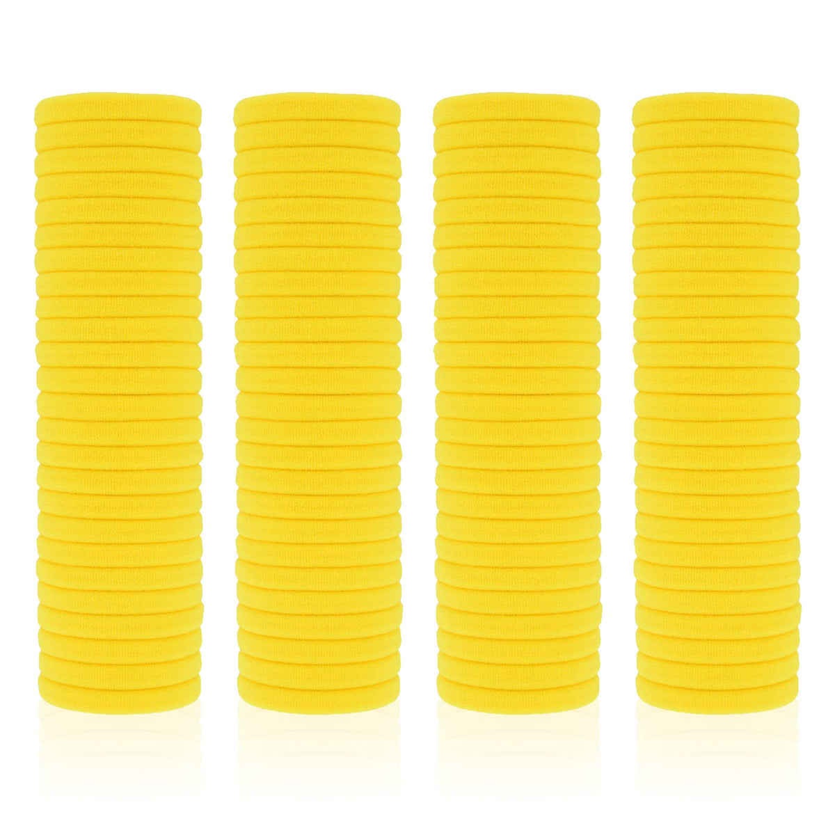 PIDOUDOU front pack of 100 yellow hair ties showing value and color