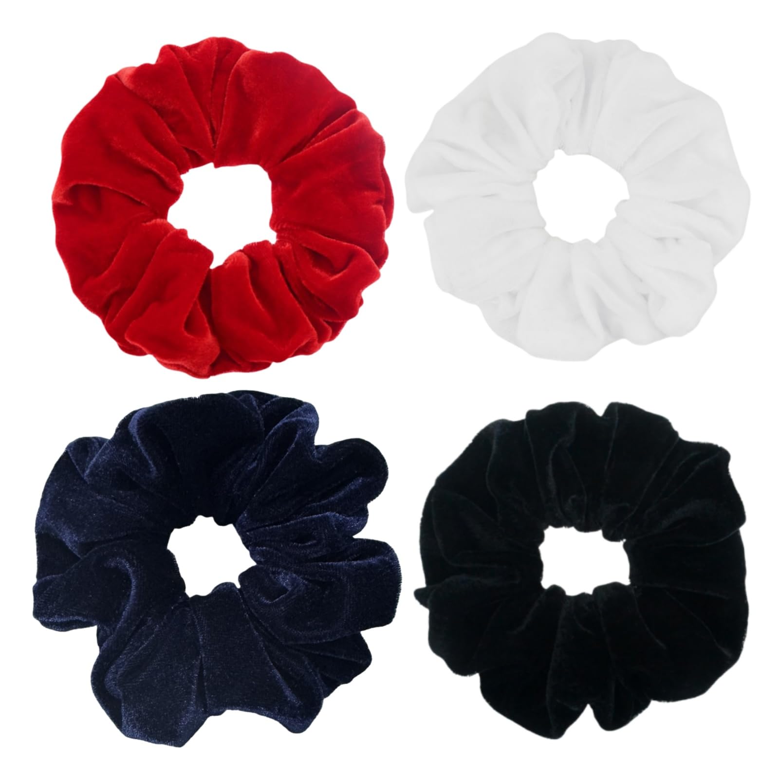 PIDOUDOU front view of four-color scrunchie pack showing variety and convenience