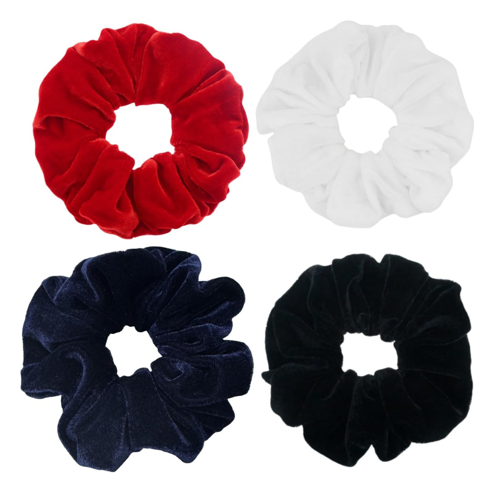 PIDOUDOU front view of four-color scrunchie pack showing variety and convenience