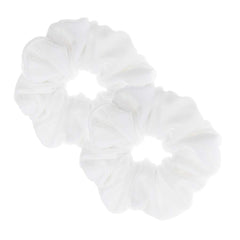 PIDOUDOU white scrunchies front packaging showing two pieces and clear bag benefit: easy storage
