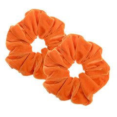 PIDOUDOU orange scrunchies front view showing plush velvet and size benefit