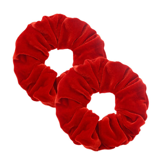 PIDOUDOU red scrunchie front view showing size and color benefit of strong hold