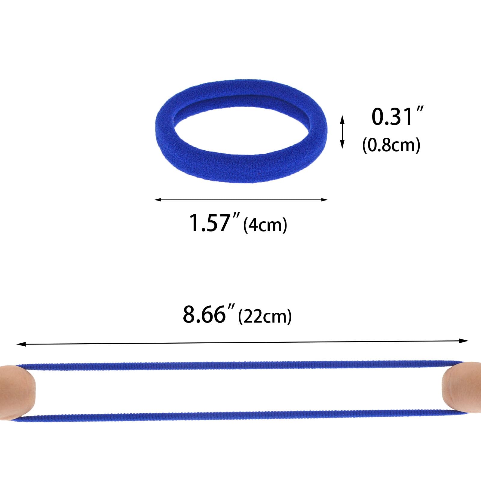 PIDOUDOU hair tie in hand demonstrating stretch and size advantage