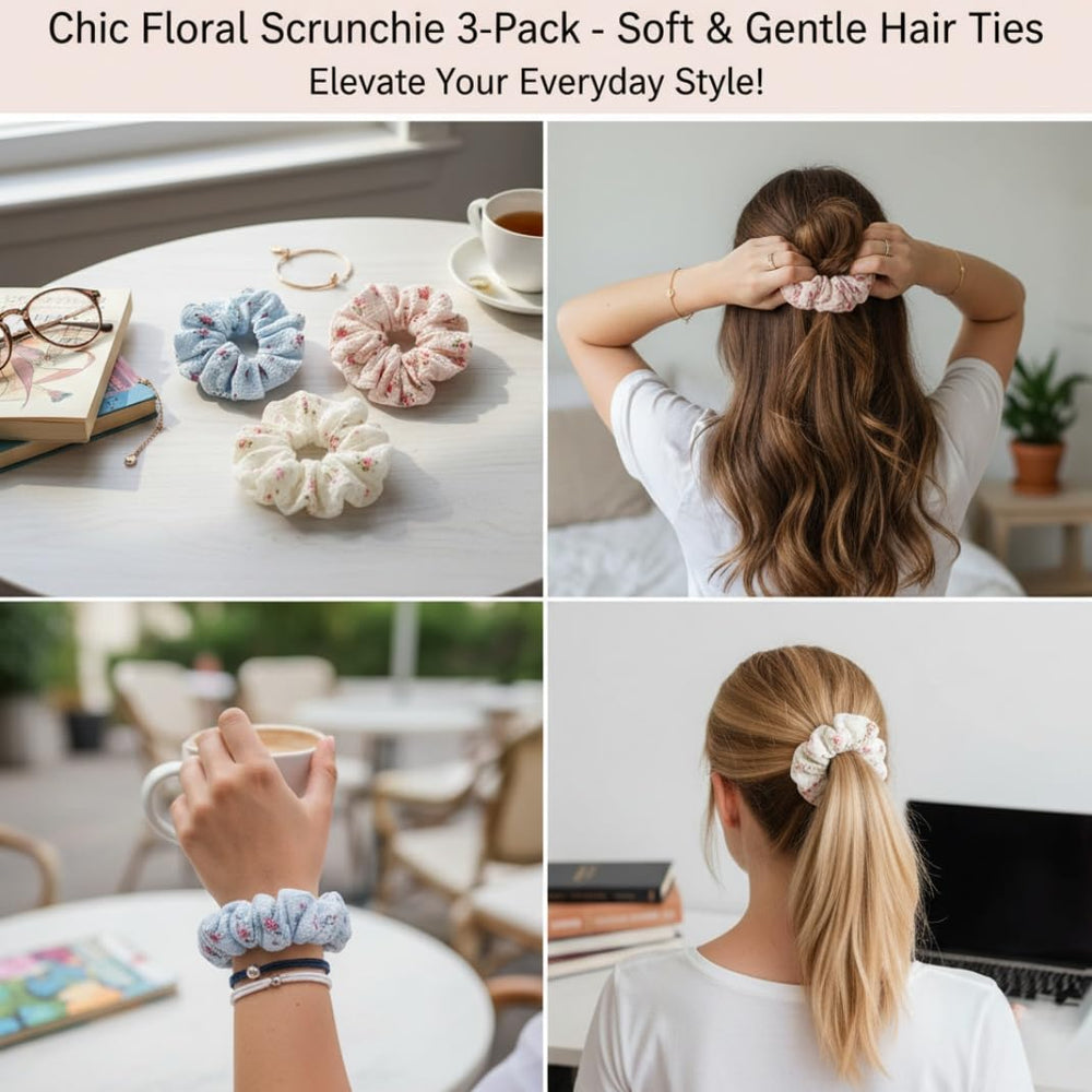 PIDOUDOU scrunchie beside measuring tape showing 13cm size for voluminous look