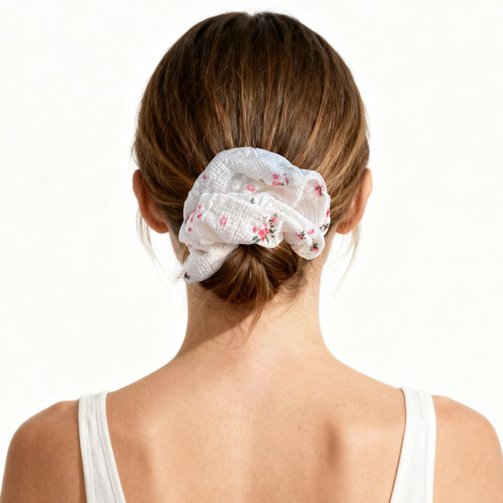 PIDOUDOU trio flat lay showing white pink blue scrunchies for outfit matching