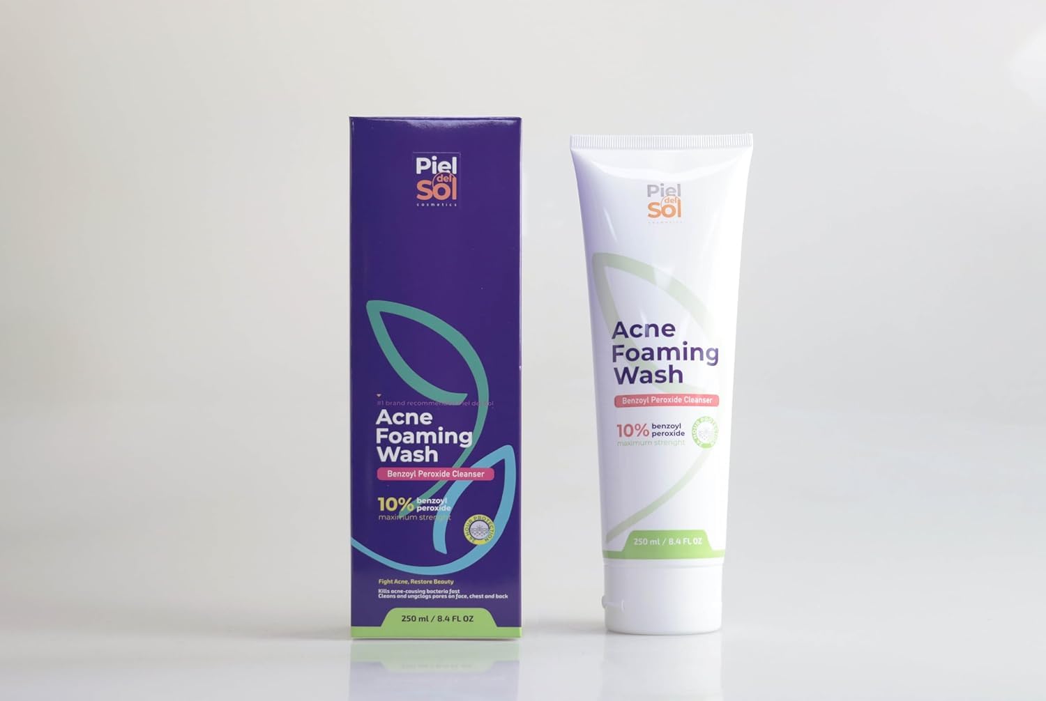 Piel del Sol foam spread across chest showing body acne treatment use