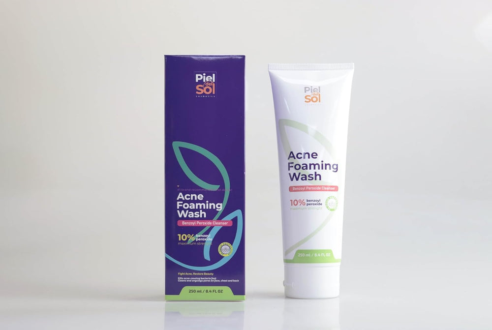 Piel del Sol foam spread across chest showing body acne treatment use