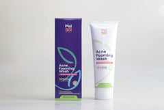 Piel del Sol foam spread across chest showing body acne treatment use