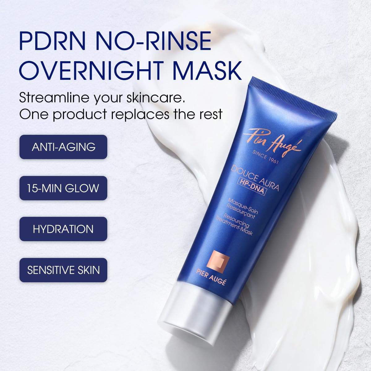 Pier Augé creamy mask texture close-up highlighting fast-absorbing feel