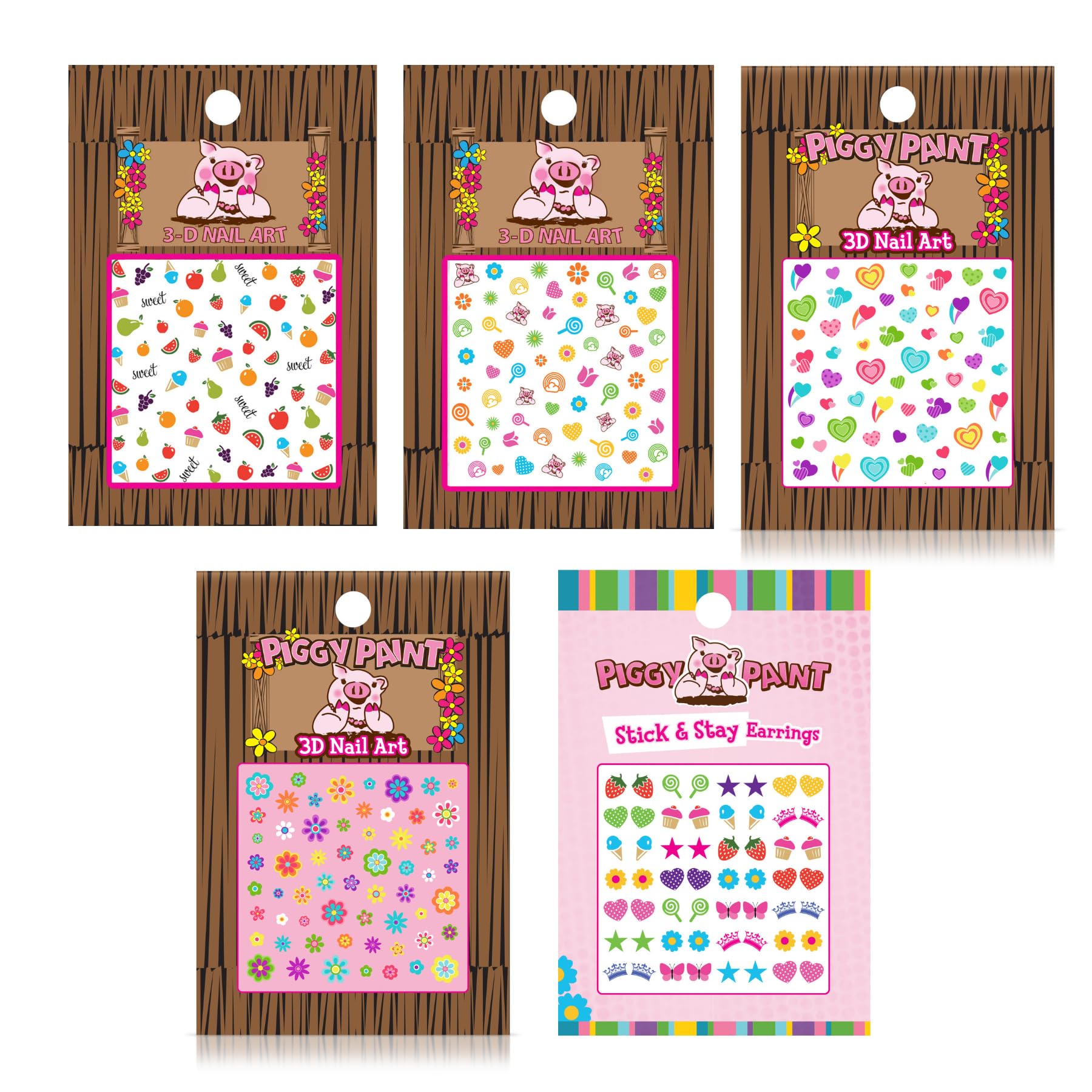 Piggy Paint heart sticker close-up highlighting easy peel-and-stick benefit