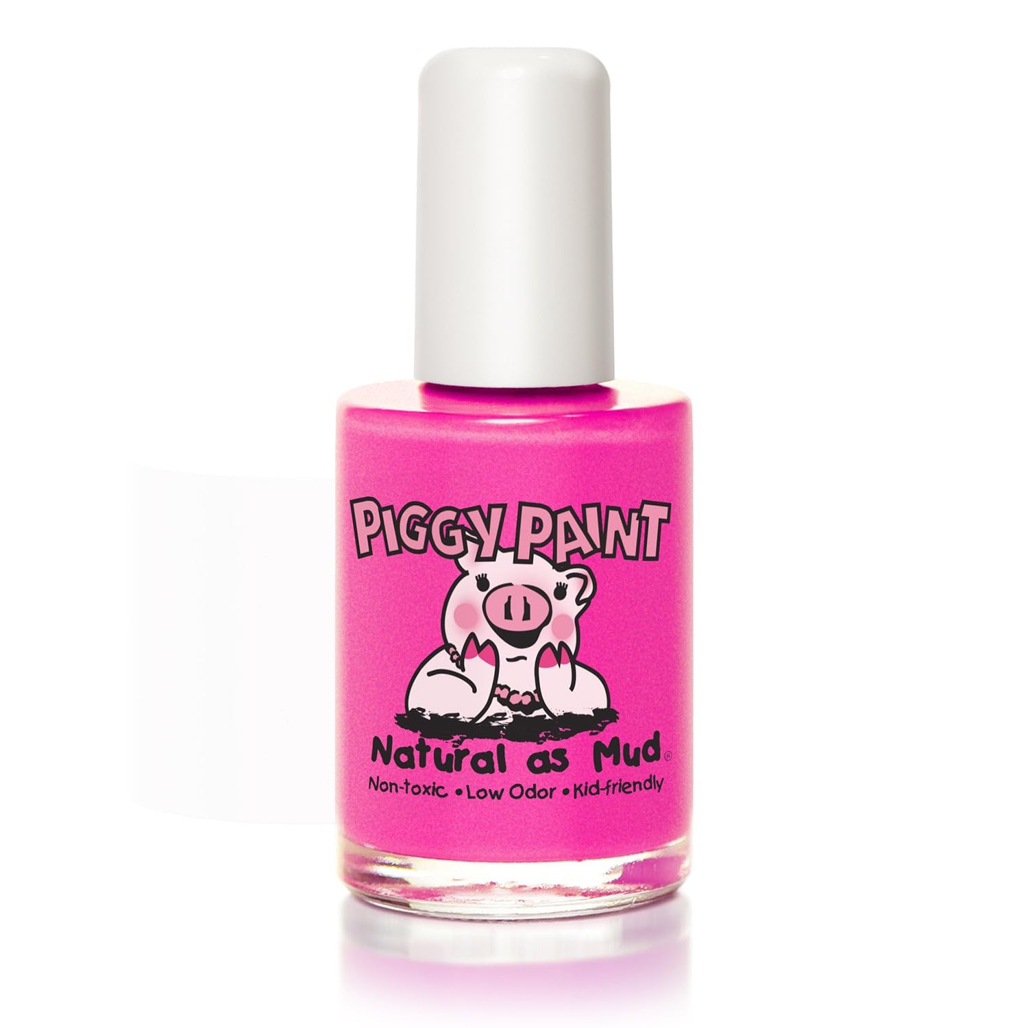 Piggy Paint LOL front bottle showing neon magenta shade and safe formula benefits
