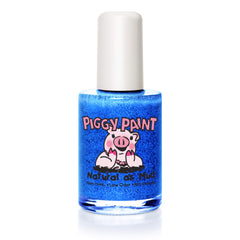 Piggy Paint bottle front shows mer-maid in the shade glitter and child-safe benefit