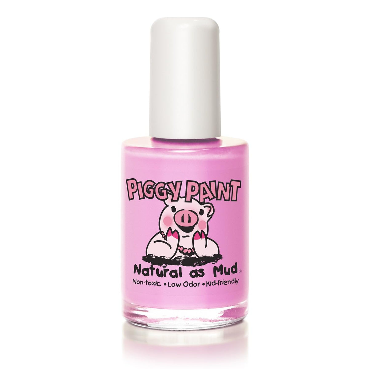 Piggy Paint PINKie Promise front bottle shows neon pink color and kid-safe benefits