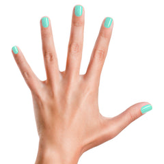 Close-up of manicure with Piggy Paint Sea Ya Later showing durable sheen