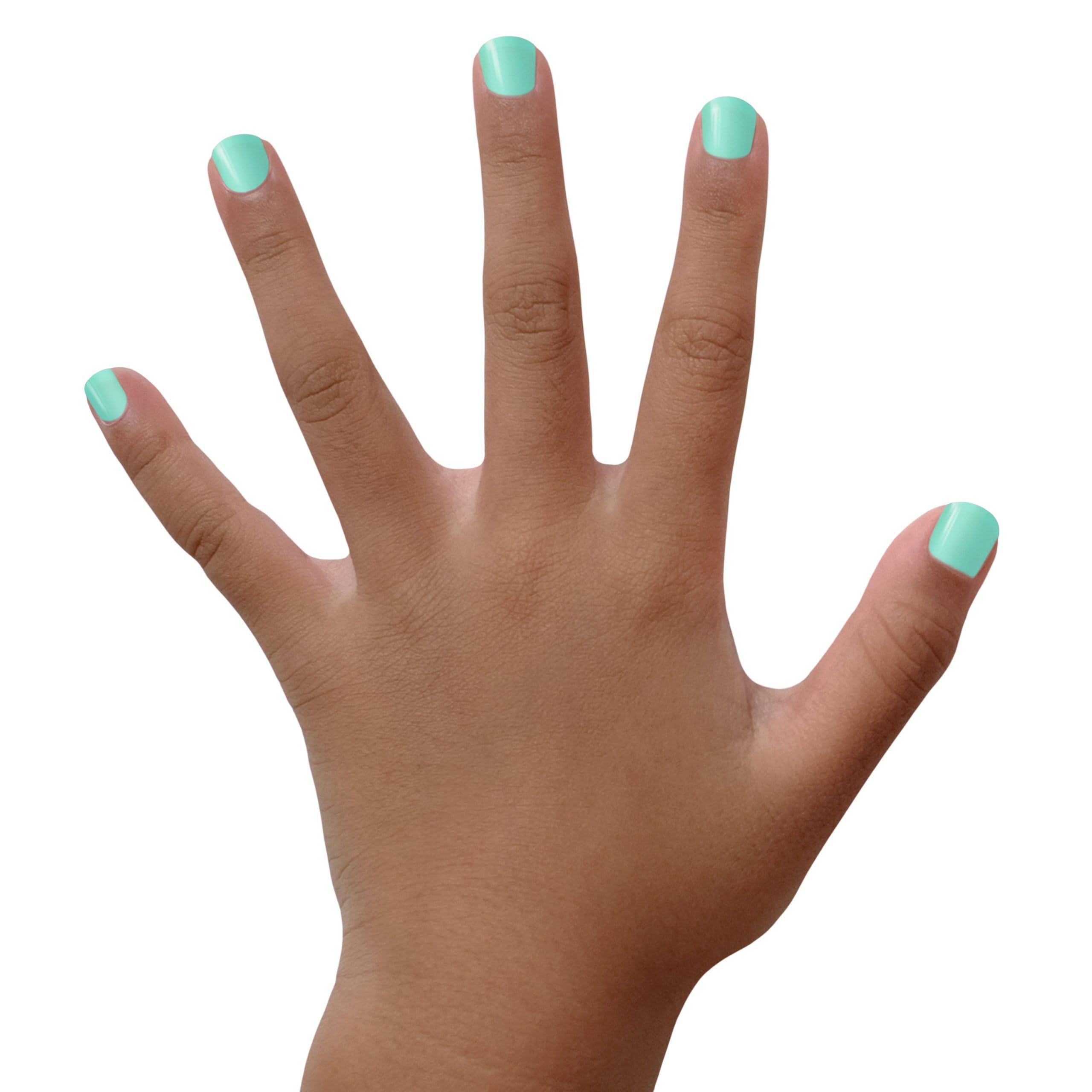 Piggy Paint swatch on skin showing true seafoam green color and finish