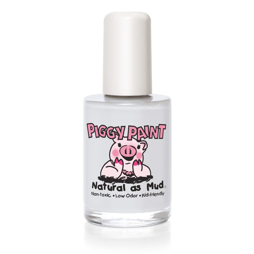 Piggy Paint bottle front showing Snow Bunny's Perfect white matte finish and safety