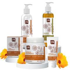 Pili Natural ingredient visual featuring calendula extract for calming support