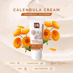 Pili Natural open jar revealing smooth calendula cream consistency