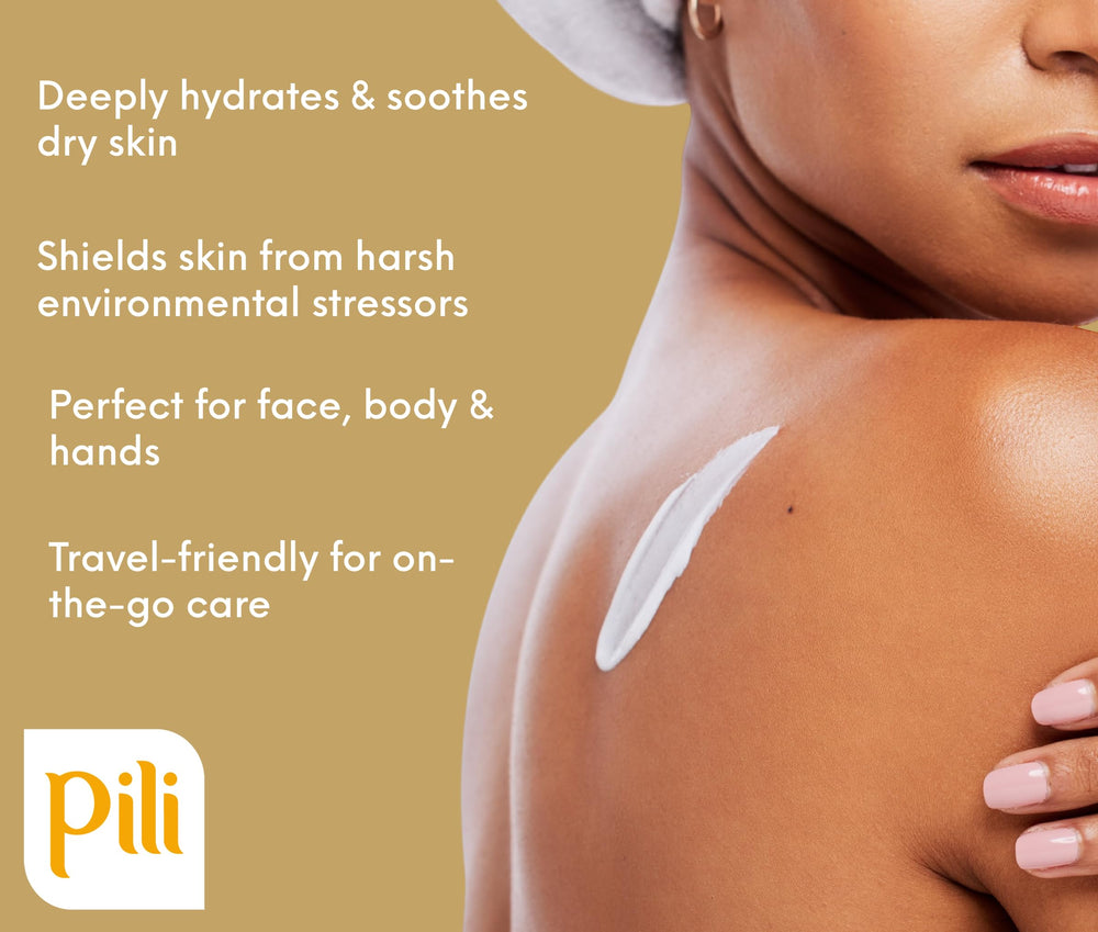 Pili Natural jar on bathroom counter in lifestyle scene encouraging daily use