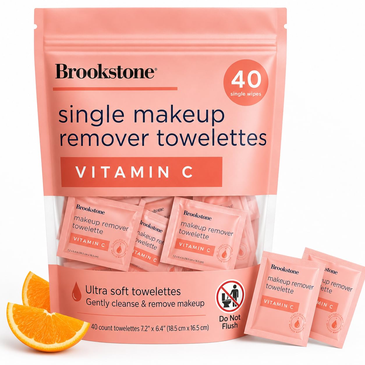Pink Sky Brookstone front packaging highlighting 40 count and travel convenience