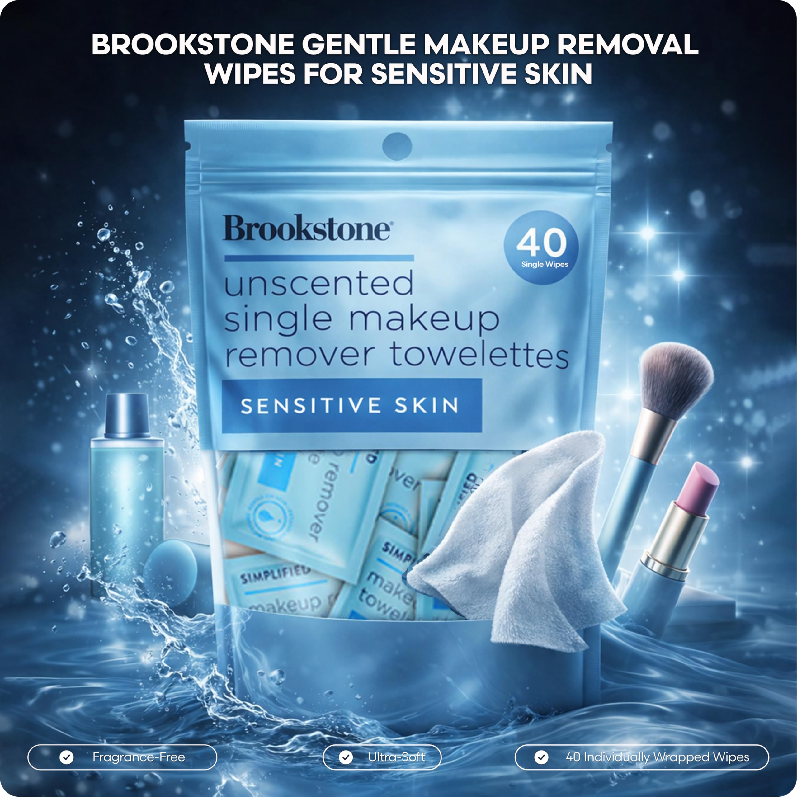 Pink Sky Brookstone individually wrapped packet highlighting hygiene and convenience