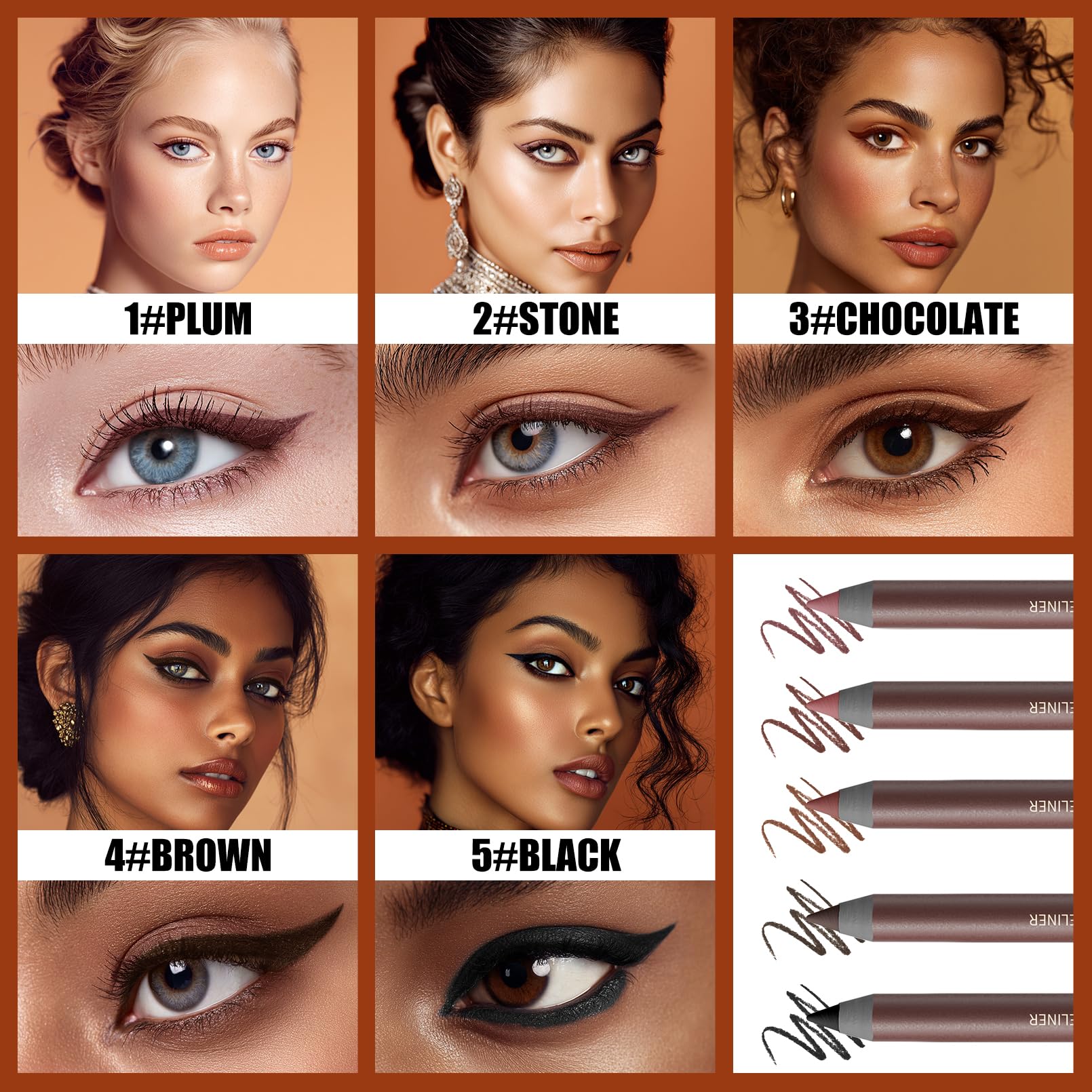 Pinkiou close-up of fine pencil tip for precise eyeliner and brow strokes