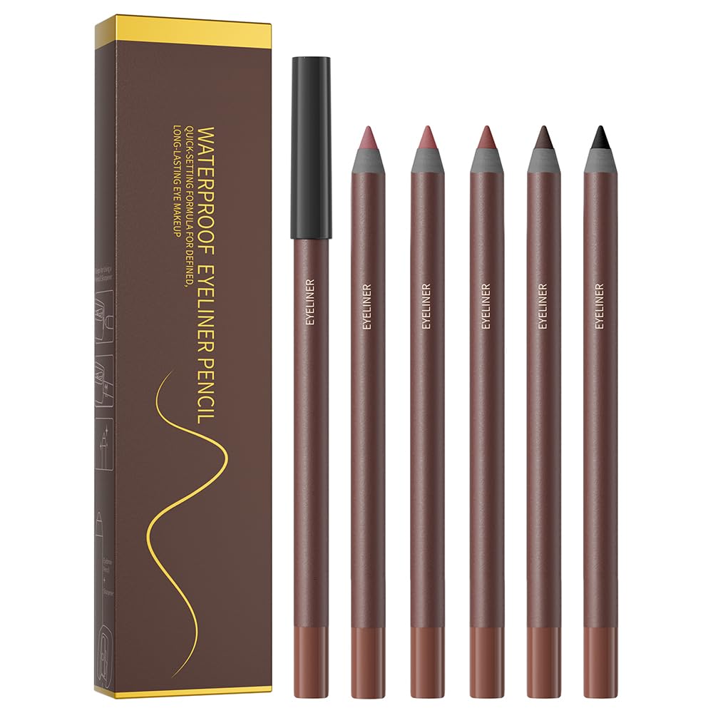Pinkiou front packaging showing five eyeliner pencil colors and travel-ready convenience