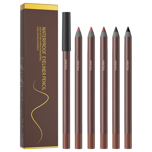 Pinkiou front packaging showing five eyeliner pencil colors and travel-ready convenience