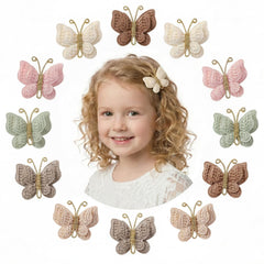 Pinkoriart front packaging showing 12 beige butterfly clips and organized set