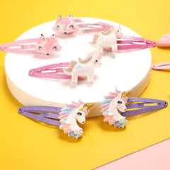 PinkSheep clips worn in toddler hair demonstrating comfortable wear