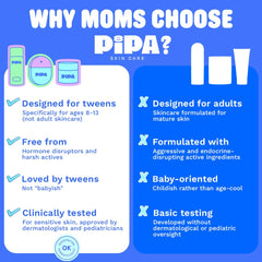 Tween using Pipa cleanser in bathroom promoting safe daily cleansing