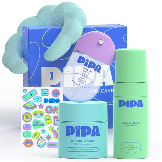 Pipa front packaging showing the complete 3-step gift set benefits