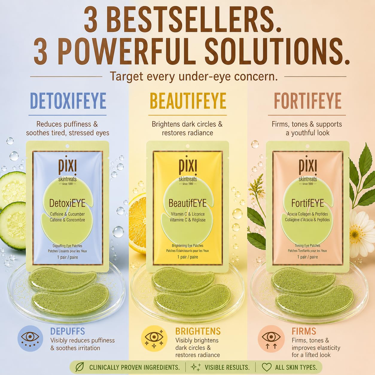 pixi beautifeye patch inside open sachet showing brightening benefit