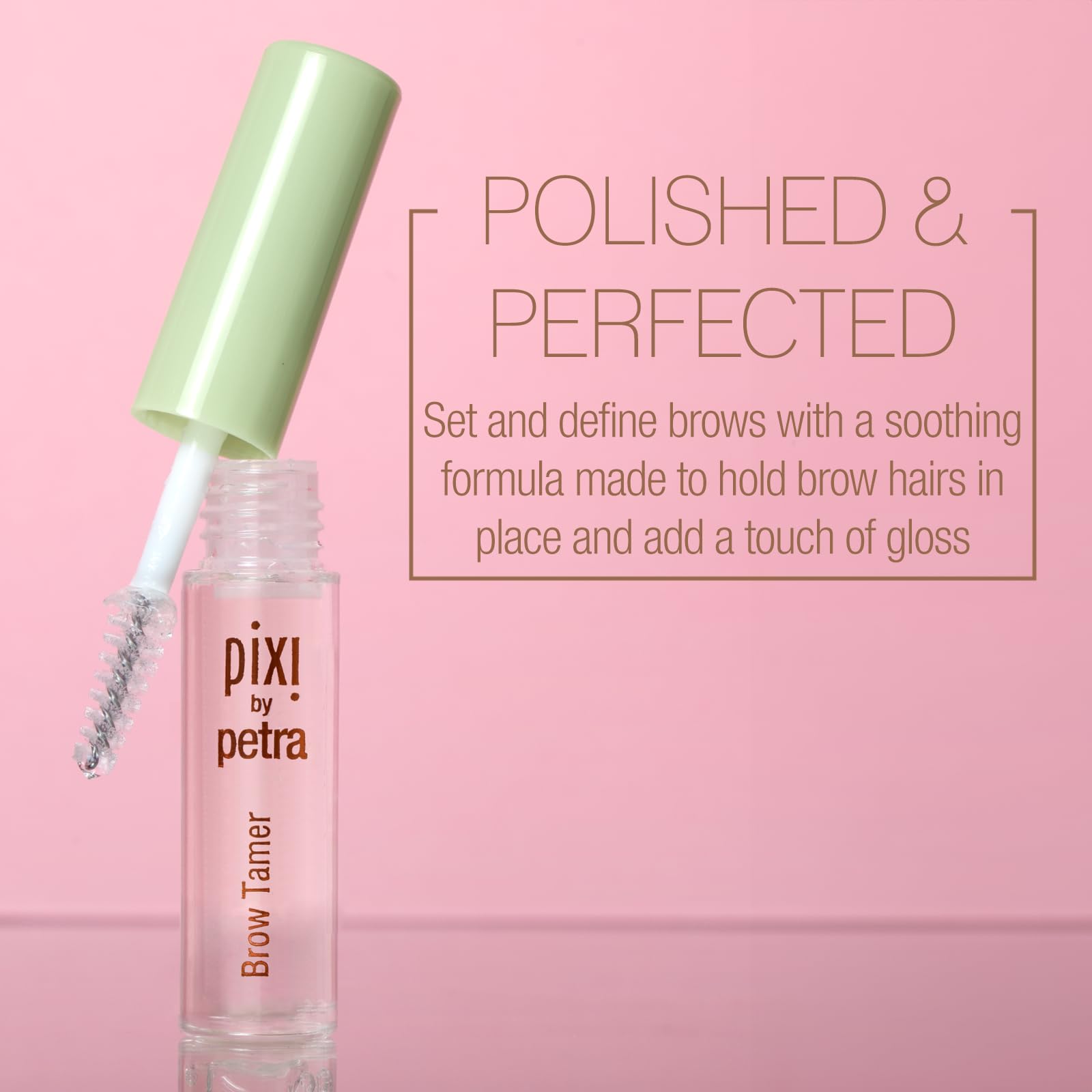 Pixi Brow Tamer brush close-up demonstrating precise application benefit