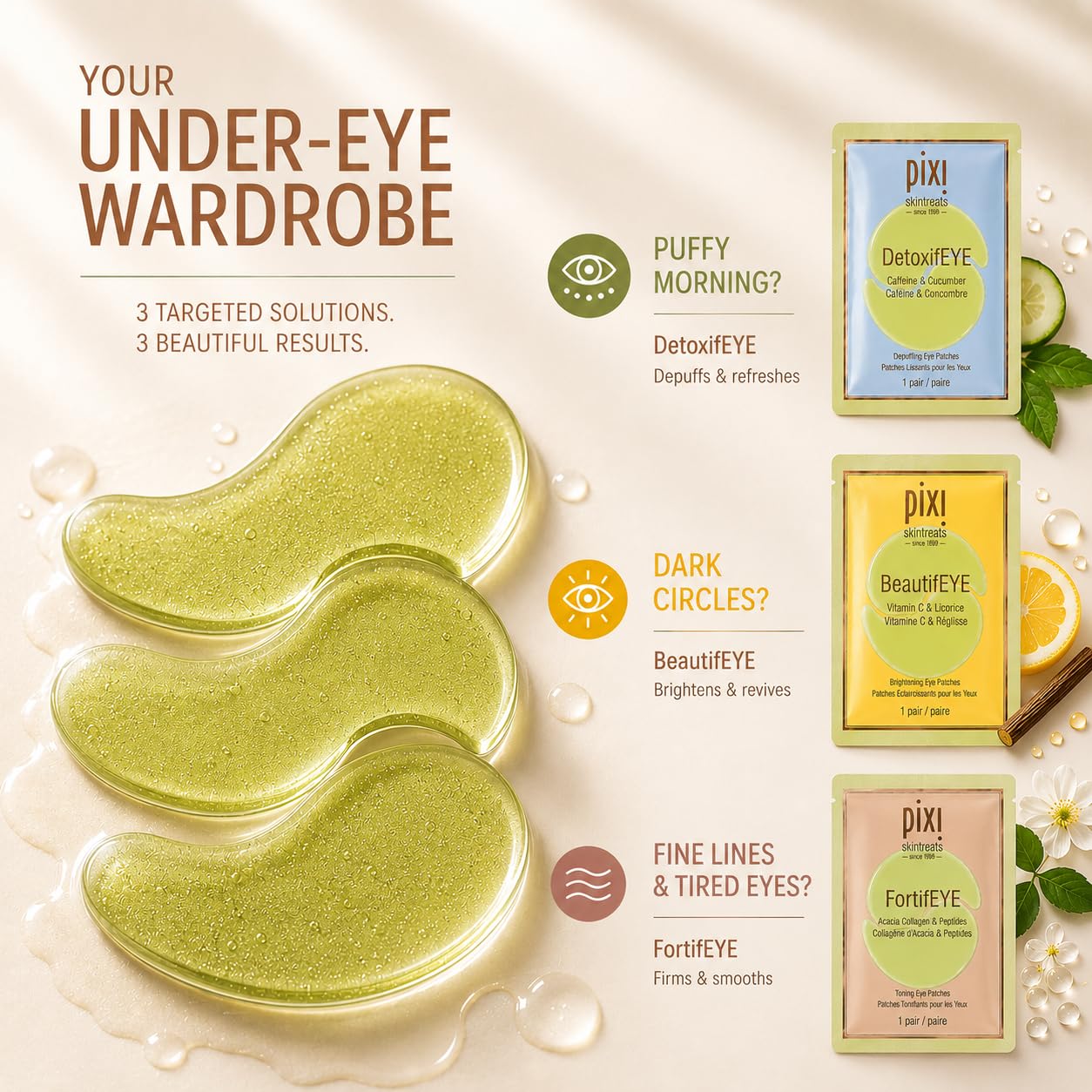 pixi detoxifeye close-up patch showing cooling texture and de-puffing