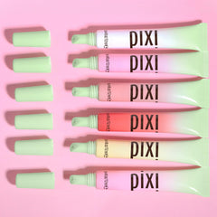 Pixi LipTone applied on lips closeup demonstrating personalized vintage-rose tint and shine