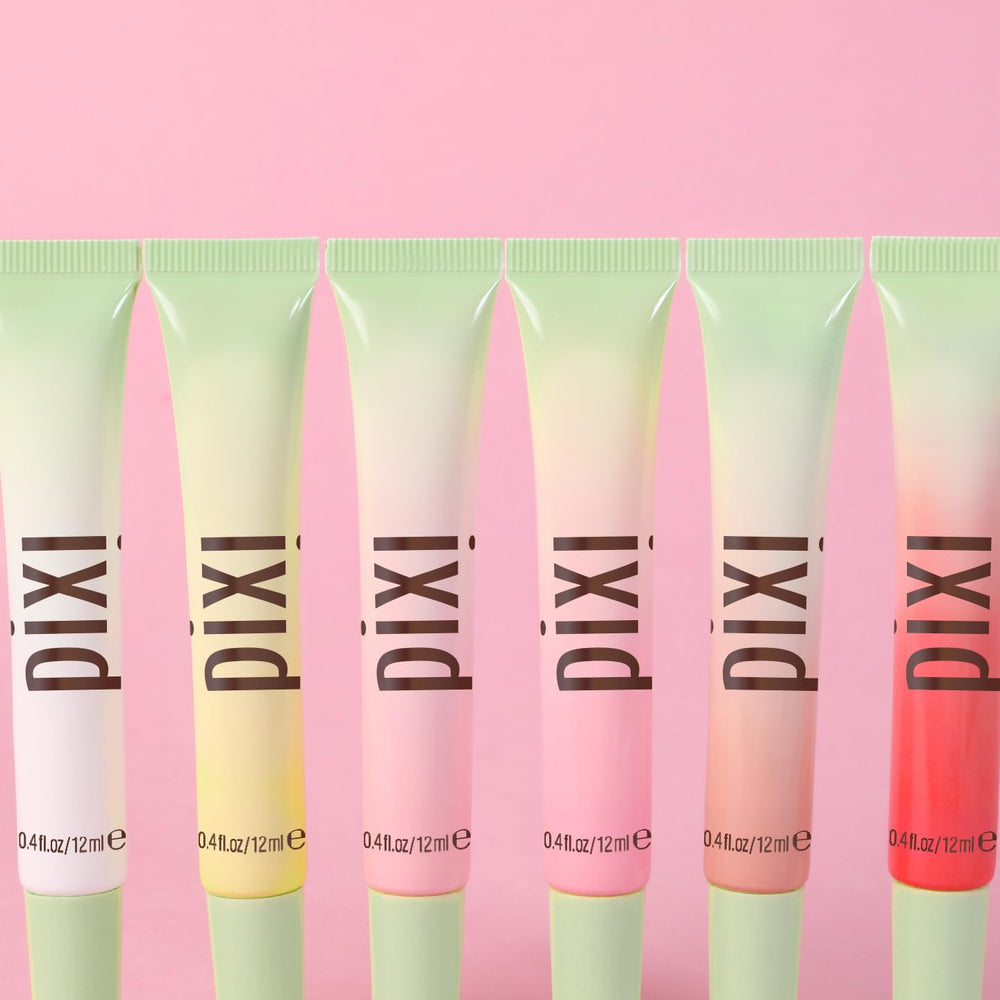 Pixi LipTone swatch on lips demonstrating personalized rosy pink tint