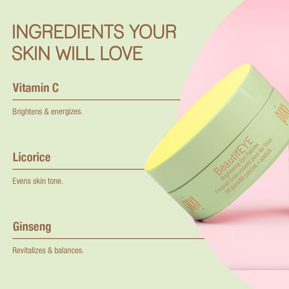 Pixi product side label with ingredient and usage information clarity